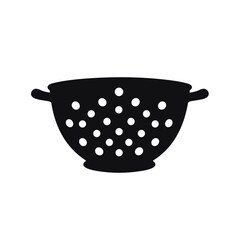 kitchen utensils colander strainer cullender black and white vector illustration isolated transparent background logo, cut out or cutout t-shirt print design - obrazy, fototapety, plakaty