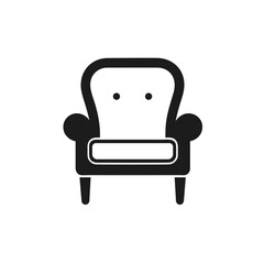 chair or armchair icon black and white vector illustration isolated transparent background logo, cut out or cutout t-shirt print design