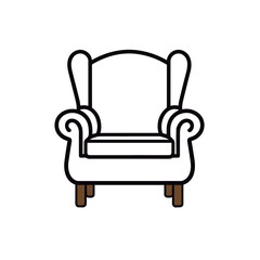 armchair icon black and white vector illustration isolated transparent background logo, cut out or cutout t-shirt print design