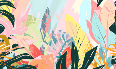 flat 2d geometric illustration features a variety of mangrove trees with large roots, in the style of bold graphic shapes