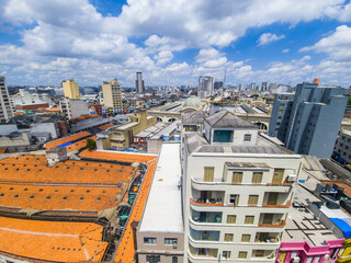 View of São Paulo, Brazil from Shopping Mundo Oriental in Centro neighborhood of the city facing...