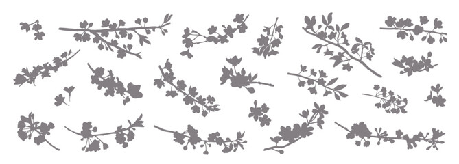 Big spring set of flowering branches - obrazy, fototapety, plakaty