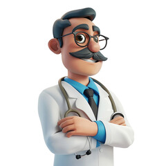 doctor with stethoscope -  vector cartoon illustration isolated on white background 3d render Generative AI