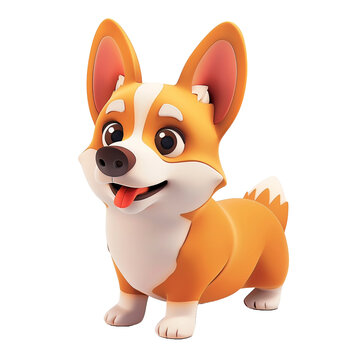 corgi dog -  vector cartoon illustration isolated on white background 3d render Generative AI