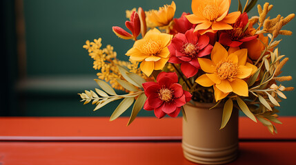 Vibrant Floral Arrangement in Warm Tones