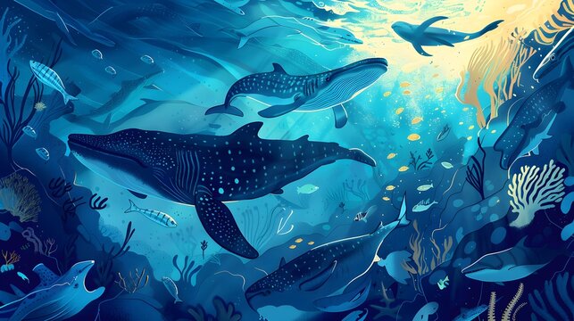 Illustration for world ocean day