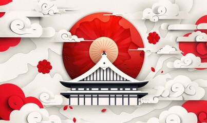 Happy Independence Day Japan background. greeting card. Vector illustration