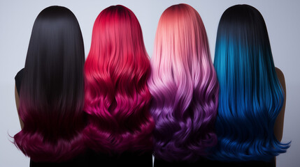 Spectrum of Hairstyles: Four Women with Vibrant Dyed Hair