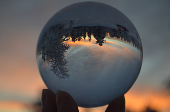 glass sphere  turns the world uoside down - Lapland