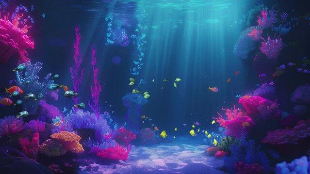 life under the sea. beautiful fish. colorful coral reefs. animated cartoon videos