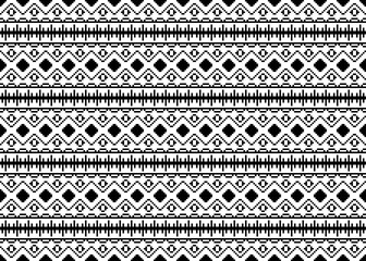 Geometric seamless pattern.Pixel art design for background, fabric, clothing, carpet, wallpaper, textile, batik, embroidery,card,backdrop,book cover with Black and white color.