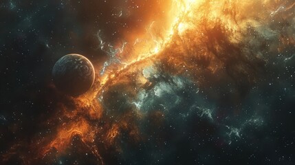 Abstract planets and cool space background