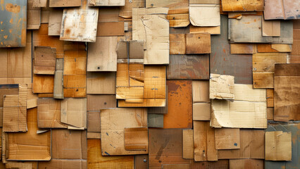 Patchwork of weathered cardboard textures