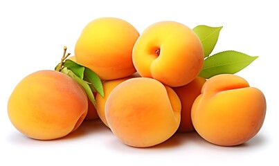 Ripe apricots fruit on a white background