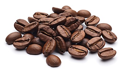 Obraz premium Roasted coffee beans on a white background
