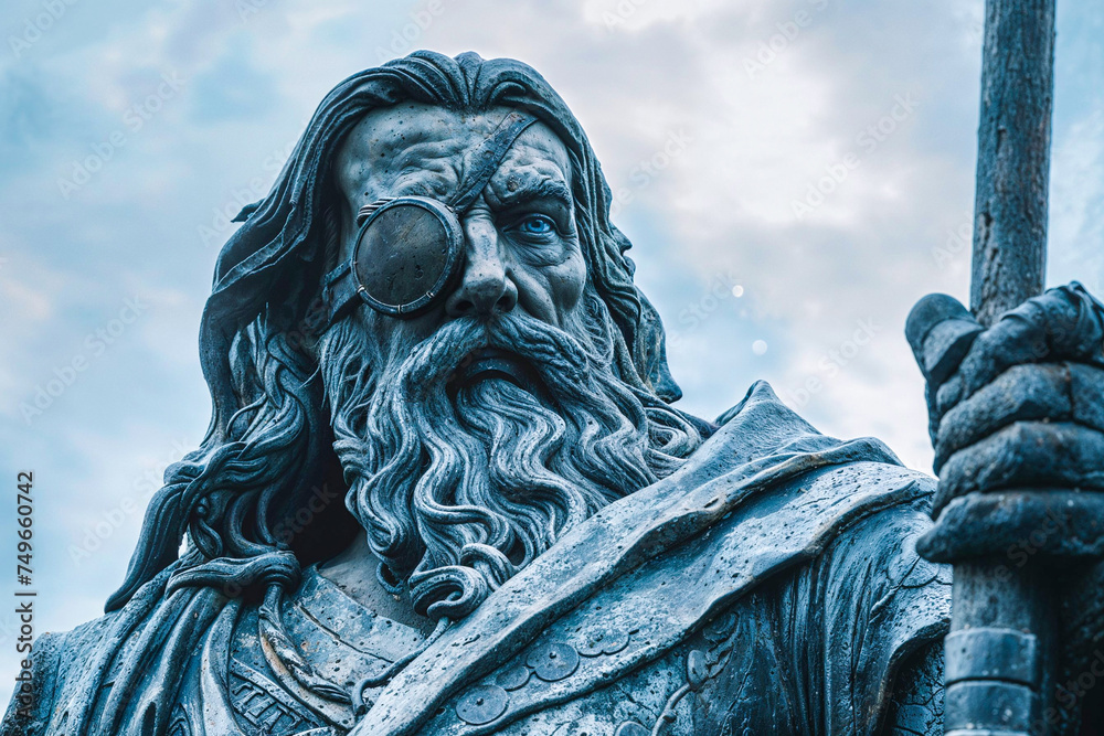 Wall mural statue of the norse god odin, mythology