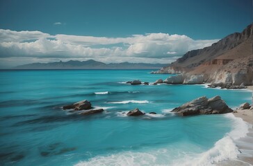 Breathtaking Azul Turquesa Coastal Seascape with Rocky Cliffs