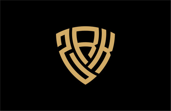 ZRK creative letter shield logo design vector icon illustration