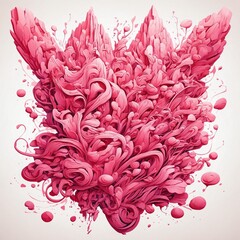 vibrant pink enigmatic designs on a white background, generative ai