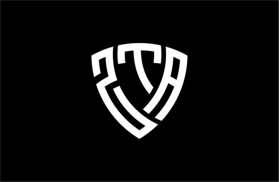 ZTA creative letter shield logo design vector icon illustration