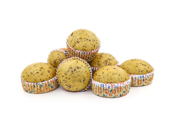  banana cup cake isolated on a white background