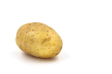Young potato isolated on white background. Harvest new. Flat lay.