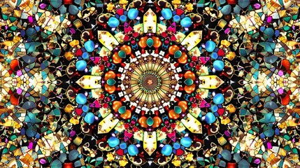 Seamless kaleidoscopic mosaic pattern background