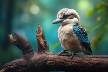 Fototapeta premium Blue-crowned kookaburra bird in nature
