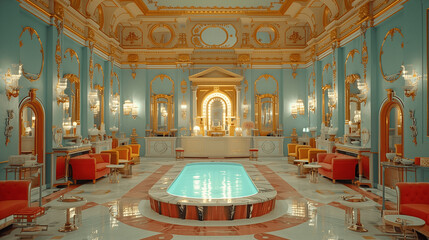 Obraz premium Luxurious Indoor Swimming Pool in Baroque Style Interior