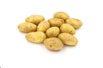 Fototapeta na wymiar Young potato isolated on white background. Harvest new. Flat lay.