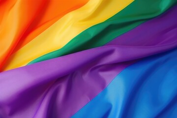 Close-up of a wavy rainbow flag representing LGBTQ+ pride. Rainbow Flag Texture