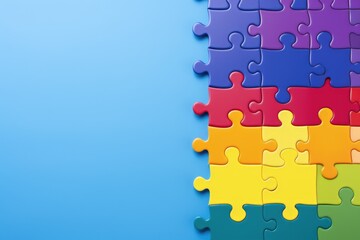 Jigsaw puzzle pieces assembling to form a rainbow flag. Rainbow Puzzle Pieces Unity Concept