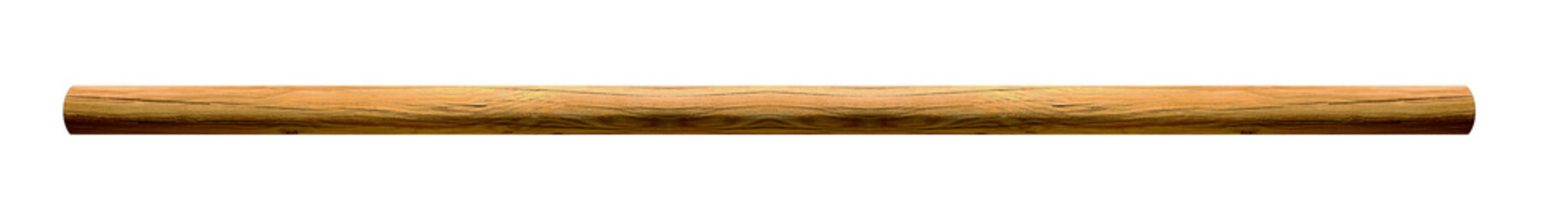 A medium-length horizontal wooden beam on isolated transparent background