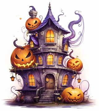  KS cartoon images of a house with pumpkins on KS cartoon images of a house with