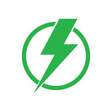 Lightning icon. Green energy sign. Flat design style eps 10. Bright colored simple icon illustration. Electrical symbol graphic design element