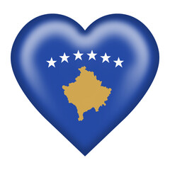 Kosovo flag heart button with clipping path