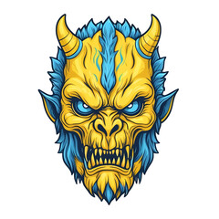devil demon beast head design. for sticker, mask, etc. colorful concept