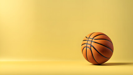 Sporting Passion Banner. 3D Isolated Basketball Ball on Clean Background, Symbolizing Dedication and Love for the Game
