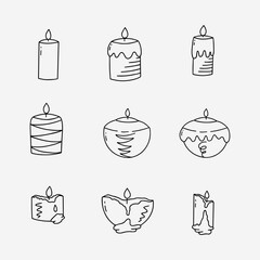 Candle doodle line vector illustration