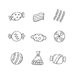 Candy doodle line vector illustration