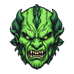 devil demon beast head design. for sticker, mask, etc. colorful concept