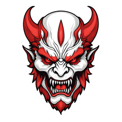 devil demon beast head design. for sticker, mask, etc. colorful concept
