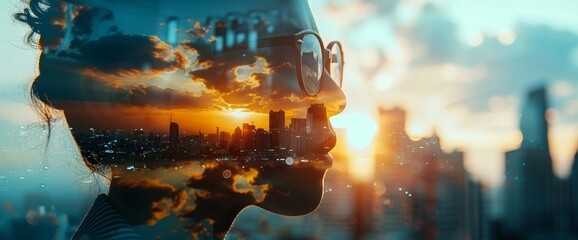 Conceptual image of a businessman against blurred city lights, symbolizing fast-paced success and progress.