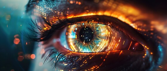 A close-up of a woman's eye in the process of scanning for identification.