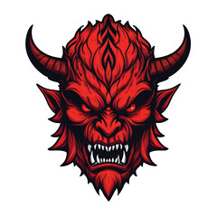 devil demon beast head design. for sticker, mask, etc. colorful concept
