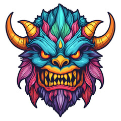 devil demon beast head design. for sticker, mask, etc. colorful concept