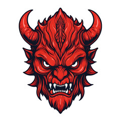 devil demon beast head design. for sticker, mask, etc. colorful concept