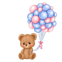 Teddy bear with balloons