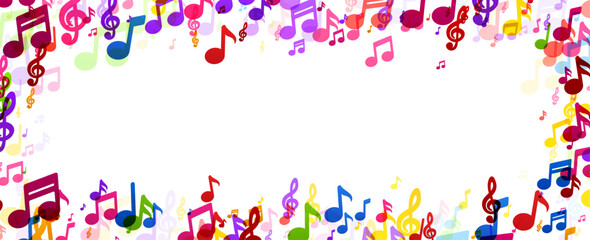 Colorful Musical Notes on White Background