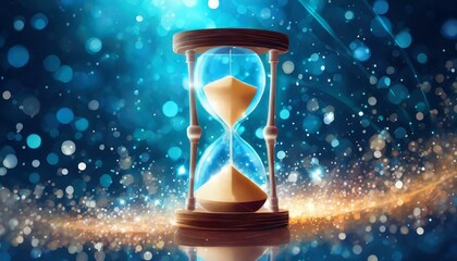 hourglass on the background, a blue hourglass on a dark blue background, a stock photo by Bikash Bhattacharjee,
